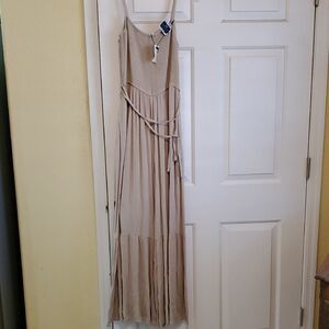 Chic Beige Wide Leg Jumpsuit